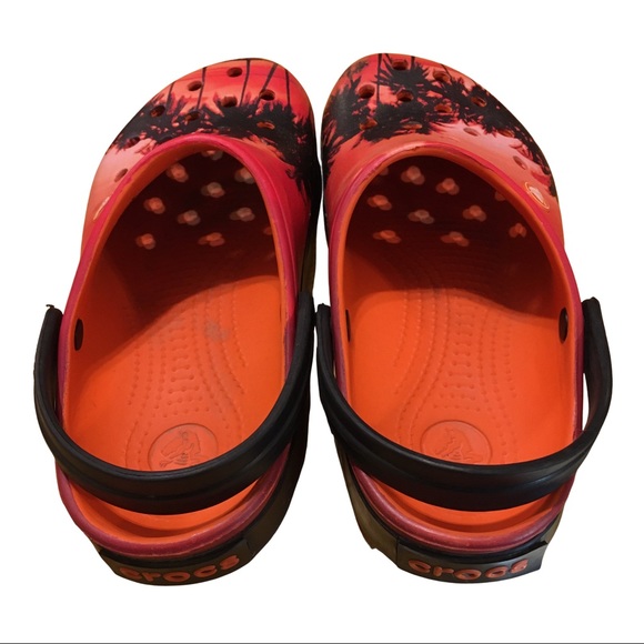 Crocs Hawaii Sunset Palm Trees Orange Slippers 8 - Picture 10 of 10